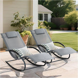 Outdoor Lounge Chair with Pillow, Pool Chaise Lounge Chair Set of 2, Grayish Blue - Photo 1