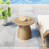 Metal Small Patio Table, Round Outdoor Side Table, Wood Color Outdoor Accent Patio End Table, for Garden, Pool, Deck - Photo 5