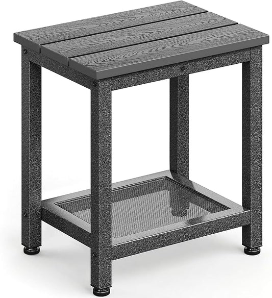 ODK Outdoor Double Side Table, Adirondack Patio End Table with Weather-Resistant Waterproof Top for Hot Tub Garden, Balcony, Poolside, Grey