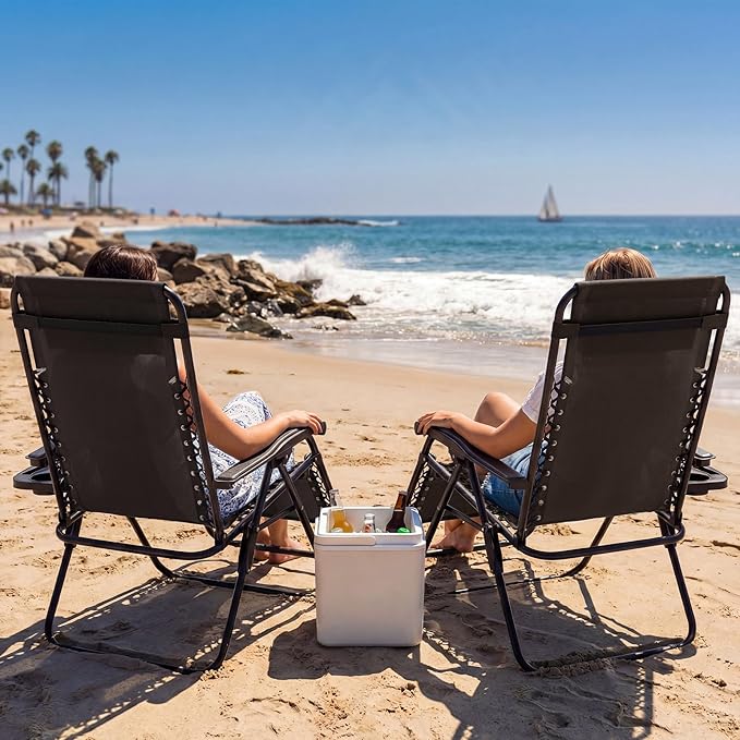 Homall Zero Gravity Chair Patio Folding Lawn Lounge Chairs Outdoor Lounge Gravity Chair Camp Reclining Chair with - Photo 9