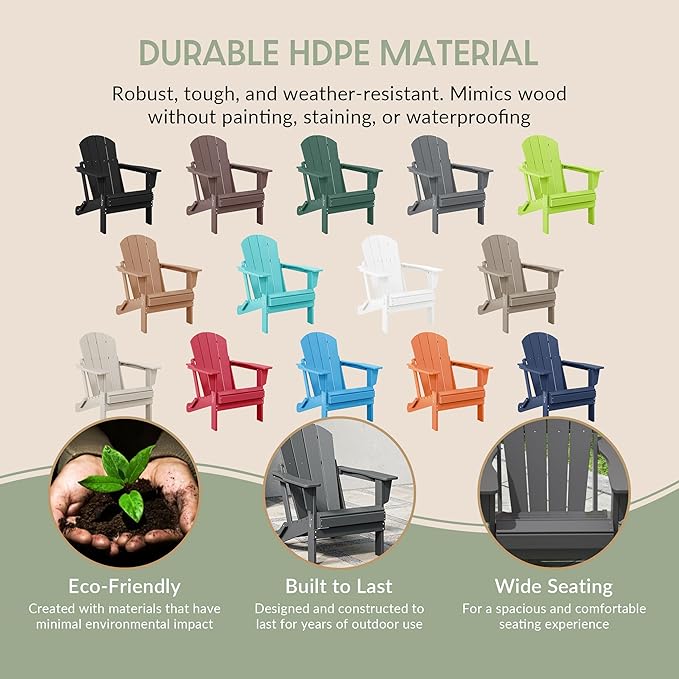 WestinTrends Malibu Malibu Outdoor Folding Poly Adirondack Chair (Set of 8), Gray