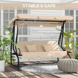 Outsunny 3-Seat Outdoor Patio Swing Chair, Converting Flatbed, Outdoor Swing Glider with Adjustable Canopy - Photo 5