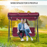 Outsunny 3-Seat Outdoor Patio Swing Chair with Removable Cushion, Steel Frame Stand and Adjustable Tilt Canopy for Patio - Photo 5