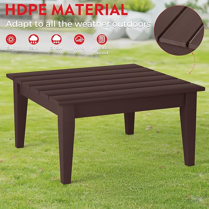 Costaelm Outdoor Side Tables for Patio, Small Patio Conversation Table Weather Resistant Coffee Table, Small Square Table Outdoor End Tables for Porch, Balcony, Poolside, Deck, Dark Brown