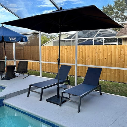 PURPLE LEAF Outdoor Chaise Lounge Set of 2 Aluminum Patio Lounge Chair with Wheels and Side Table Pool Chaise Lounge Chair for Outdoor Backyard Poolside Navy Blue