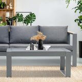 BPS Aluminum Outdoor Patio Furniture Coffee Table, Modern Rectangle All-Weather Patio Metal Coffee Side Table - Photo 8