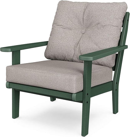 POLYWOOD® Lakeside Deep Seating Chair in Green/Weathered Tweed