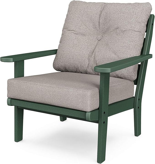 POLYWOOD® Lakeside Deep Seating Chair in Green/Weathered Tweed