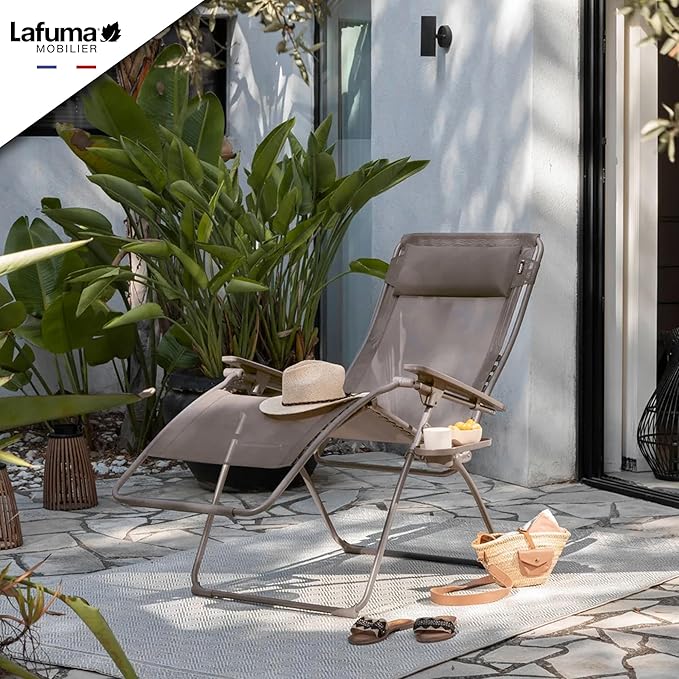 Lafuma LFM3121-8717 Futura Batyline XL Zero Gravity Recliner Chair, Portable Outdoor Lounge Chair with Steel Frame, Graphite