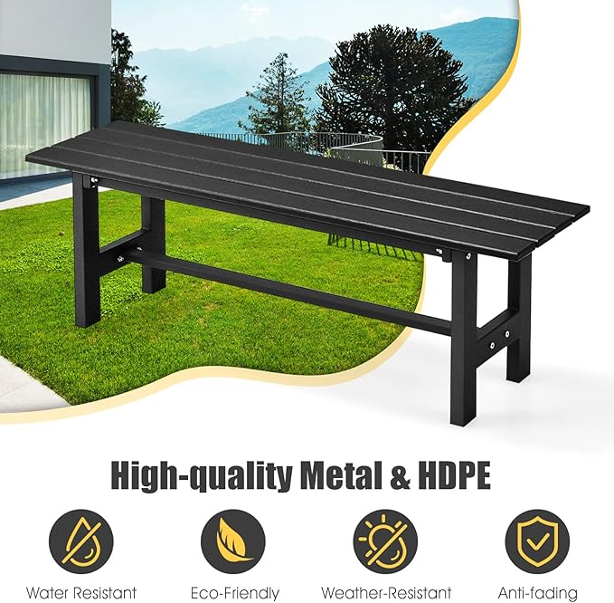 Giantex 2-Person Outdoor Bench Seat - Backless Patio Garden Bench, 47” Weatherproof Outside Chair with Slatted Seat - Photo 7