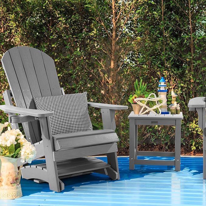 Adirondack Ottoman Set of 2, Plastic Folding Adirondack Footstool, All Weather Ottoman for Adirondack Chairs, Widely Used for Outdoor, Porch, Patio, Garden, Poolside, Fire Pits - Grey