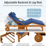 LUMISOL Acacia Wood Chaise Lounge Chair Set of 2, Patio Outdoor Chaise Lounge with Cushions, Adjustable Backrest - Photo 7