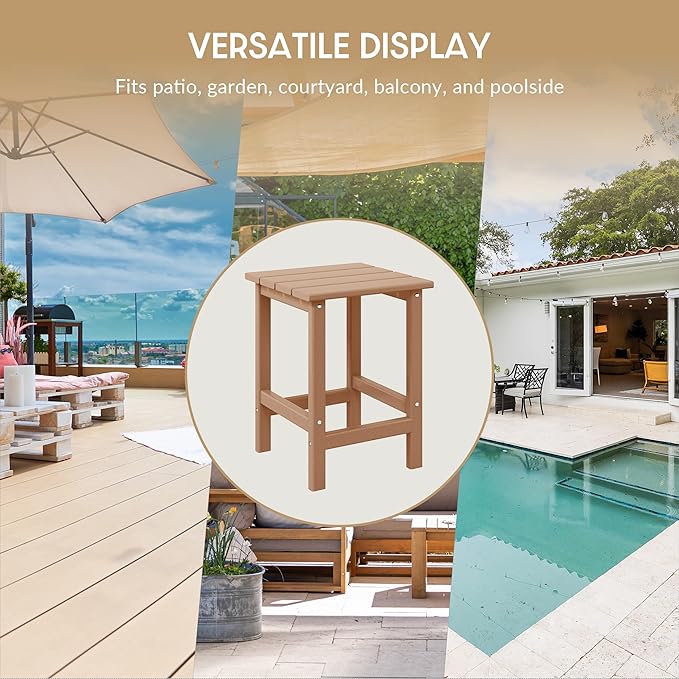 WestinTrends Malibu 3-Pieces Adirondack Chairs Set with Side Table, All Weather Outdoor Seating Plastic Patio Lawn Chair Folding for Outside Porch Deck Backyard, Teak
