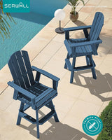 SERWALL 5-Piece Swivel Adirondack Bar Set, HDPE Swivel Bar Height Chairs Set of 4 with Bar Table - Photo 8