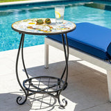 Outdoor Patio Side Table - 14" Metal Small Round Coffee Tables - Photo 2