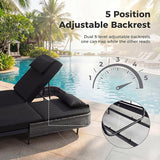 RADIATA 51.2" Outdoor Loveseat Sofa Bed, PE Wicker Patio Daybed with 2-Person Double Chaise Lounge - Photo 5