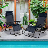Goplus Zero Gravity Lounge Chairs, 160°Adjustable Folding Recliner w/Pillow and Cup Holder - Photo 2