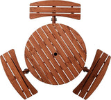Wooden Picnic Table,Outdoor Wooden Dining Rectangle Table w/Umbrella Hole,for Patio,Garden,Backyard - Photo 6
