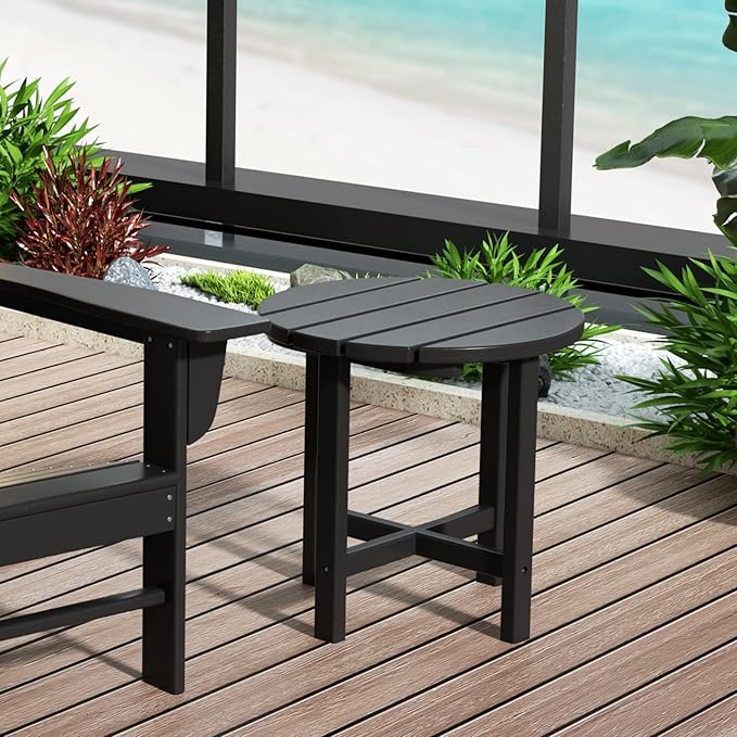 WestinTrends Dylan Adirondack Round Outdoor Side Table, Black