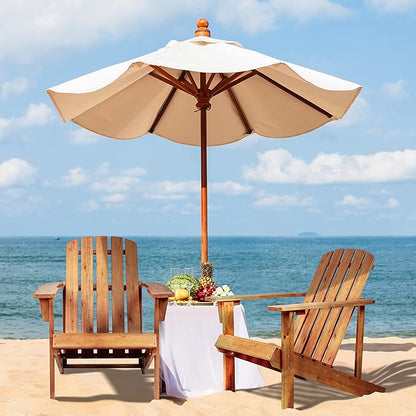 Eyely PTA1002A Amelia Outdoor Patio Traditional Acacia Wood Adirondack Chair, Light Brown for Traditional, Coastal, Country, Cottage, Farmhouse, Rustic