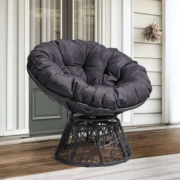 VINGLI Outdoor Papasan Chairs with Thick Cushions 360 Degree Swivel Chair - Photo 1