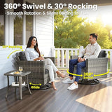 ovios Patio Furniture Set, 6 Pieces Outdoor Wicker Sofa Couch with Swivel Rocking Chairs Ottomans Comfy Cushions Rattan - Photo 2