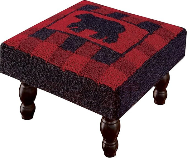 Park Designs Buffalo Check Bear Hooked Stool - Photo 1