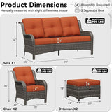 5 Piece Outdoor Wicker Patio Furniture Set, Patio Chairs Set with Thickened Olefin Cushions, High Back and Deep Seating - Photo 2
