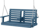 KINGYES Outdoor Hanging Porch Swing, 2 Seat Patio Swing Chair with Cup Holders - Photo 1
