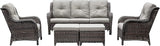 Rilyson Outdoor Furniture Set, 5-Piece Patio Rattan Wicker Sectional Sofa Set with 3-Seat Couch, 2 Armchairs - Photo 1