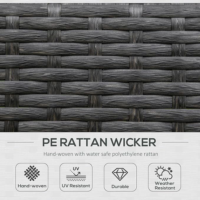 Outsunny Outdoor Wicker Rocking Chair with Padded Cushions, Aluminum Furniture Rattan Porch Rocker Chair w/Armrest for Garden, Patio, and Backyard, Gray