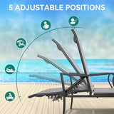 YITAHOME Outdoor Chaise Lounge Chair Set of 3, Patio Lounge Chair with Side Table and 5 Adjustable Positions - Photo 3