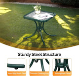 VINGLI Outdoor Side Table, 18" Patio Table Steel Frame Tempered Glass Top - Photo 4