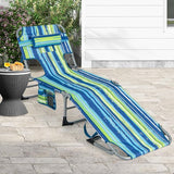 Goplus Tanning Chair, Folding Adjustable Patio Lounge Chair with Face Hole, Removable Pillow, 330LBS, Carry Strap - Photo 9