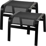 Patio Footstools Outdoor Foot Rest Aluminum Patio Ottomans Portable Seat Wicker Furniture Stackable Ottoman 2 Pieces - Photo 1