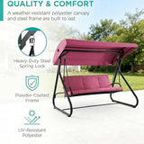 3-Seat Outdoor Convertible Swing Glider with Adjustable Canopy, 2-in-1 Bench to Flat Bed, Removable Cushions - Photo 4