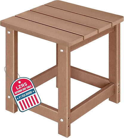 LZRS Adirondack Square Outdoor Side Table for Patio, Pool Composite Patio Table,HDPE End Tables for Backyard,Pool, Indoor Companion, Easy Maintenance & Weather Resistant(Teak)