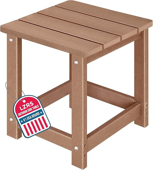 LZRS Adirondack Square Outdoor Side Table for Patio, Pool Composite Patio Table,HDPE End Tables for Backyard,Pool, Indoor Companion, Easy Maintenance & Weather Resistant(Teak)