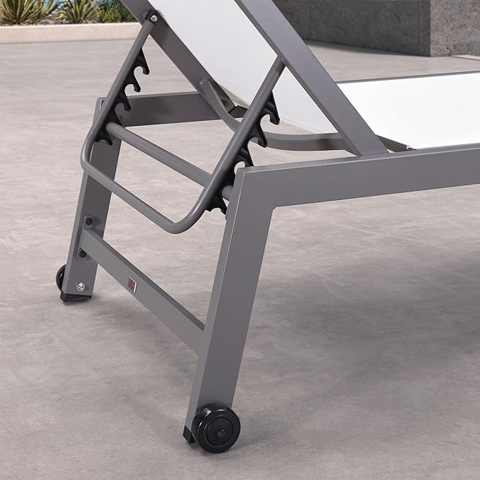 PURPLE LEAF Patio Chaise Lounge Set for 4 Outdoor Chaise Lounge Chair with Aluminum Frame and Easy-to-Move Wheels Pool - Photo 8