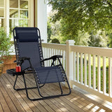 Tangkula Zero Gravity Chair, Folding Patio Lounge Chair Adjustable Outdoor Recliner with Cup Holder - Photo 2