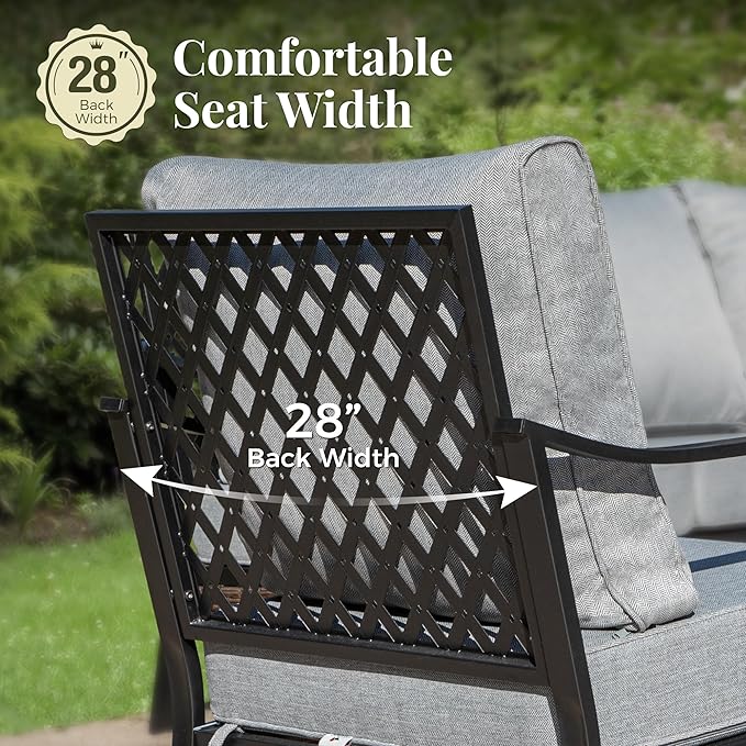 Patio Rocking Chairs Set of 2, Outdoor Sofa Chairs with Deep Seating and 5.75" Cushions - Photo 4