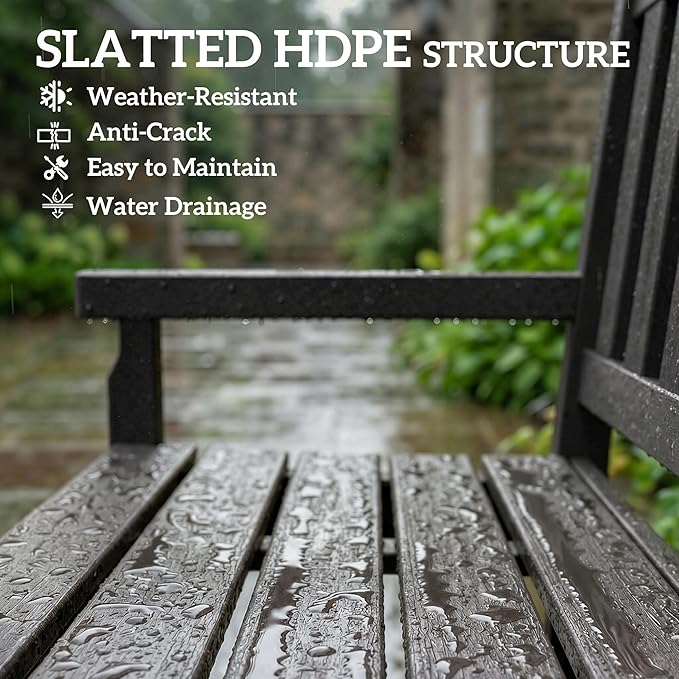 Outsunny Outdoor Bench, 49" All-Weather HDPE Garden Bench, 2-Person Patio Loveseat with 528 lbs Capacity - Photo 5