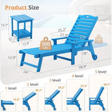 LUE BONA Outdoor Lounge Chair Set with Table, 6-Piece, HDPS Chaise Lounge Outdoor with Wheels - Photo 7