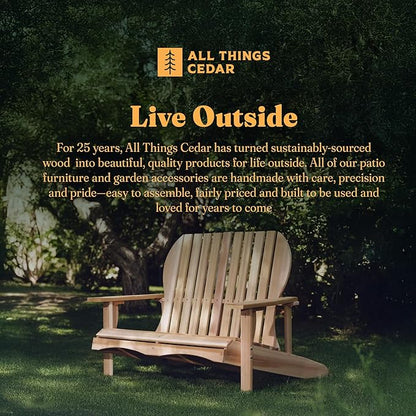 All Things Cedar 54” Wooden Adirondack Loveseat Chair, Outdoor Patio Seating, Natural