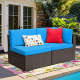 Devoko 2 Pieces Patio Furniture Sofa Sets Outdoor All Weather Sectional Corner Sofa and Armless Sofa (Blue) - Photo 1
