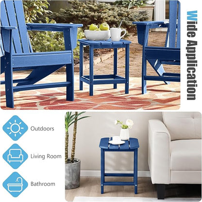 Giantex Outdoor Side Table, 18-Inch Small Patio Table, Weather Resistant HDPE Adirondack Table, Square Tea Table for Backyard, Poolside, Garden, Balcony, Outside End Table, Navy