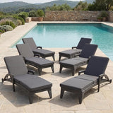Patio Chaise Lounge Set of 6, Wicker Lounge Chairs Outdoor with Wheels, Heavy Duty Lounger Chair Outdoor - Photo 1