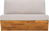 SAFAVIEH Outdoor Patio Furniture Collection Lynn Natural & Light Grey Solid Wood Sofa (PAT7329B) - Photo 1