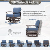 Kurapika 5 Pieces Patio Furniture Set, Outdoor Aluminum Swivel Gliders Rocker - Photo 5