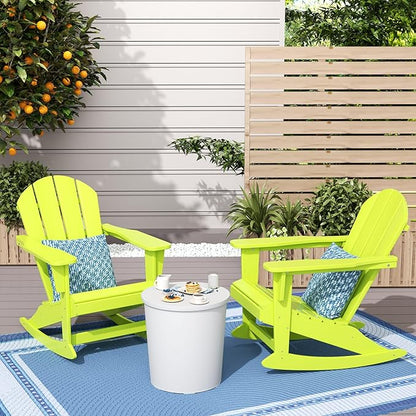 WestinTrends Malibu 2 Piece Set Outdoor/Patio Poly Adirondack Rocking Chairs (2 Seater), Lime